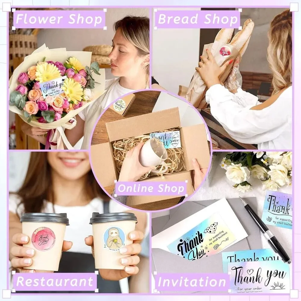 Set of 360 Holographic Thank You Cards & Stickers - 180 Cards & 180 Stickers